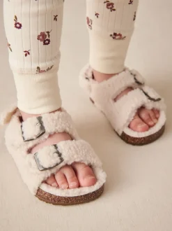 Next Peau de mouton neutre - Chaussons à deux lanières Corkbed Sale