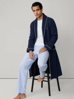 Hackett Peignoir gaufré bleu pur coton Hot