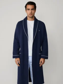 Hackett Peignoir gaufré bleu pur coton Hot