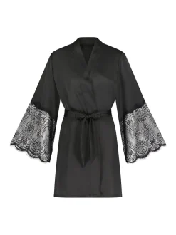 Hunkemoller Peignoir Hunkemöller kimono en satin noir Online