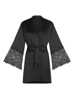 Hunkemoller Peignoir kimono en satin noir Outlet