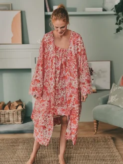 Laura Ashley Peignoir en coton festonné New