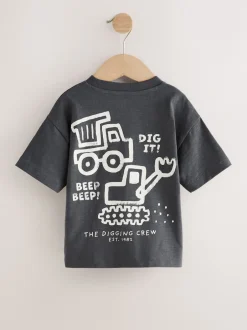 Next Pelleteuse noire - T-shirts imprimés graphiques à manches courtes Lot de 3 (3mois7ans) Sale