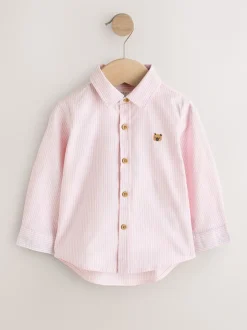 Next - Chemise Oxford à manches longues (3mths-7yrs) Personnage à Rayure Rose Outlet