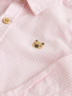 Next - Chemise Oxford à manches longues (3mths-7yrs) Personnage à Rayure Rose Outlet