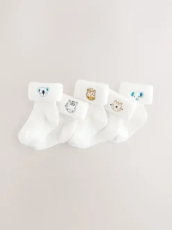 Next Personnage blanc - Chaussettes à roulettes brodées 5 Lot (0mths-2yrs) Sale