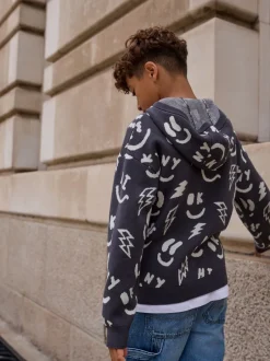 Next personnage Noir/Blanc - Sweat-shirt tricoté à capuche (3-16yrs) Sale