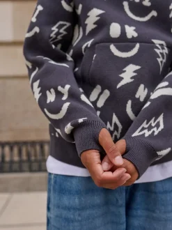 Next personnage Noir/Blanc - Sweat-shirt tricoté à capuche (3-16yrs) Sale