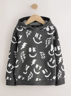 Next personnage Noir/Blanc - Sweat-shirt tricoté à capuche (3-16yrs) Sale