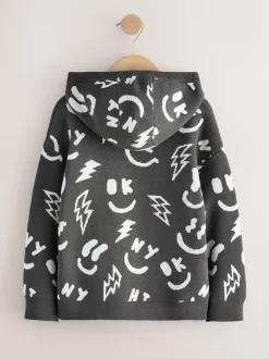 Next personnage Noir/Blanc - Sweat-shirt tricoté à capuche (3-16yrs) Sale