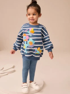Next Personnages à rayures bleu marine - Ensemble Sweatshirt et Leggings (3mths-7yrs) Outlet