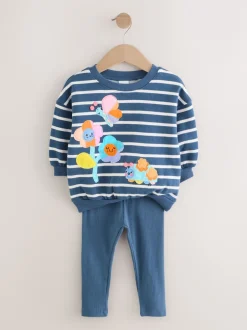 Next Personnages à rayures bleu marine - Ensemble Sweatshirt et Leggings (3mths-7yrs) Outlet