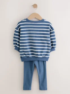 Next Personnages à rayures bleu marine - Ensemble Sweatshirt et Leggings (3mths-7yrs) Outlet