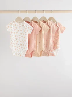 Next petit motif abricot - Lot de 5 bodies bébé à manches courtes