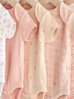 Next petit motif abricot - Lot de 5 bodies bébé à manches courtes