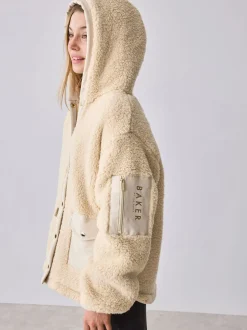 Baker by Ted Baker Pierre - veste zippée en polaire en peau de mouton à capuche Hot