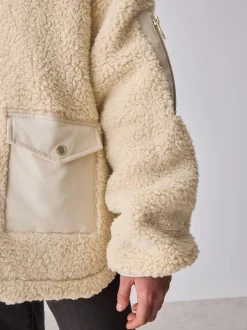 Baker by Ted Baker Pierre - veste zippée en polaire en peau de mouton à capuche Hot