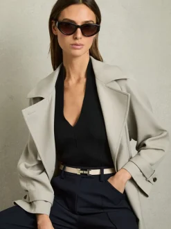 Reiss Pierre - Ceinture Hayley en cuir à charnières carrées Sale