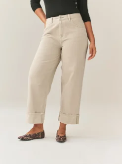 Next Pierre - Jean retroussé Boyfriend Hourglass Jambe large taille mi-haute Sale