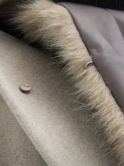 Next Pierre - Manteau ceinturé avec col amovible en fausse fourrure Discount