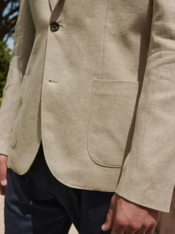 Next Pierre - Slim Fit (Slim Fit) - Blazer Blend en lin texturé New