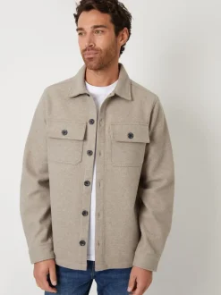 Threadbare Pierre - Veste-chemise à boutons en laine et fausse fourrure Sale