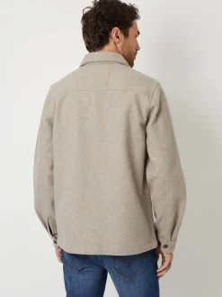 Threadbare Pierre - Veste-chemise à boutons en laine et fausse fourrure Sale