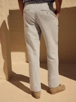 Next Pierre légère - Pantalon chino en sergé de coton et lin New