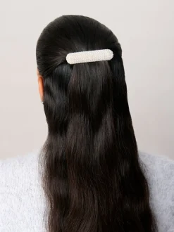 Aela Pince barrette en perles scintillantes argentée New