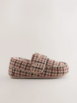 Next plaid Marron - Chaussons style mocassins à fermeture par contact