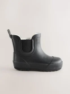 Next - Bottines en caoutchouc avec doublure chaude Plaine noire Clearance
