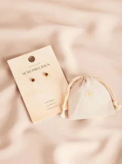 Next Plaqué or/argent - Boucles d’oreilles cercles semi-précieuses Hot