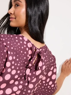 Friends Like These Pois de Bourgogne - Chemisiers manches courtes à cravate Discount