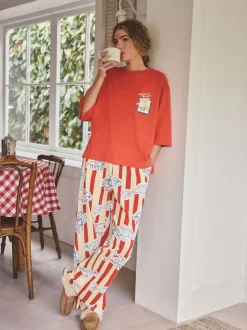 Next - Pyjama en jersey à manches courtes Poisson à rayures rouges Clearance