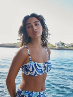 Next Porcelaine blanc/bleu - Haut de bikini bandeau sans armatures New