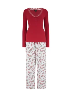 Pour Moi Ensemble pyjama Henley côtelé bordé de dentelle et pyjama en coton brossé Discount