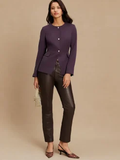 Next Pourpre foncé - Blazer sans col Sale