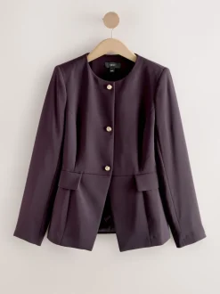 Next Pourpre foncé - Blazer sans col Sale