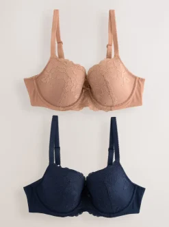 Next Praline Nude/Marine - Soutien-gorge en dentelle DD+ 2 Pack Hot