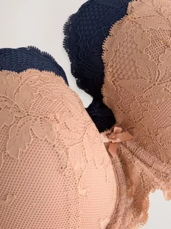 Next Praline Nude/Marine - Soutien-gorge en dentelle DD+ 2 Pack Hot