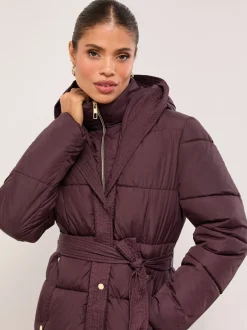 Lipsy prune - Manteau long Ceinturé en entonnoir double couche Hot