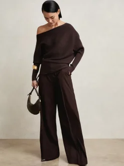 Reiss prune - - Lorna - Pull en maille drapée asymétrique Online