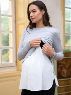 Seraphine Pull chemise et pull de maternité/d'allaitement en coton mélangé