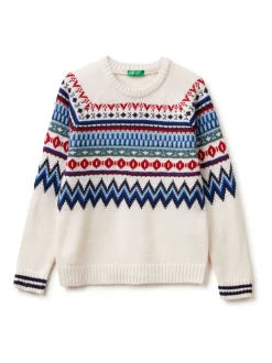 Benetton Pull en maille à motif jacquard Clearance