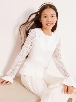 Lipsy Pull Knit Peplum Dentelle Occasion Pull (5-16ans) Best
