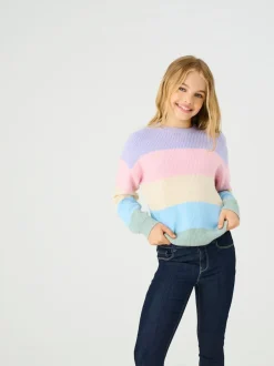 ONLY KIDS Pull violet en maille rayé Clearance