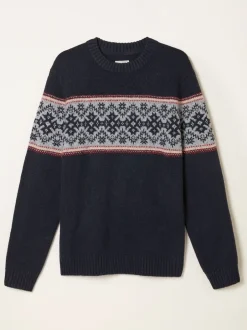 Fat Face Pulls FatFace Snowflake Fairisle en maille à Col rond Online