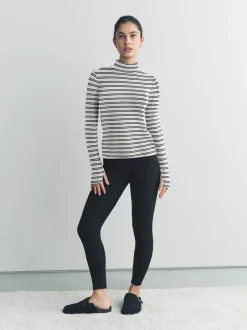 Next Rayé bleu marine/crème - Haut thermique haute douillette côtelé à col roulé Sale