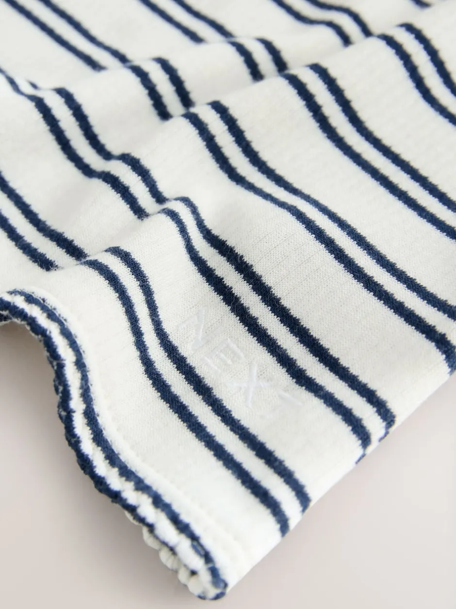 Next Rayé bleu marine/crème - Haut thermique haute douillette côtelé à col roulé Sale