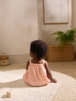 Next Rayé orange/blanc - Salopette tissée 100% coton bébé (0mois-3ans)